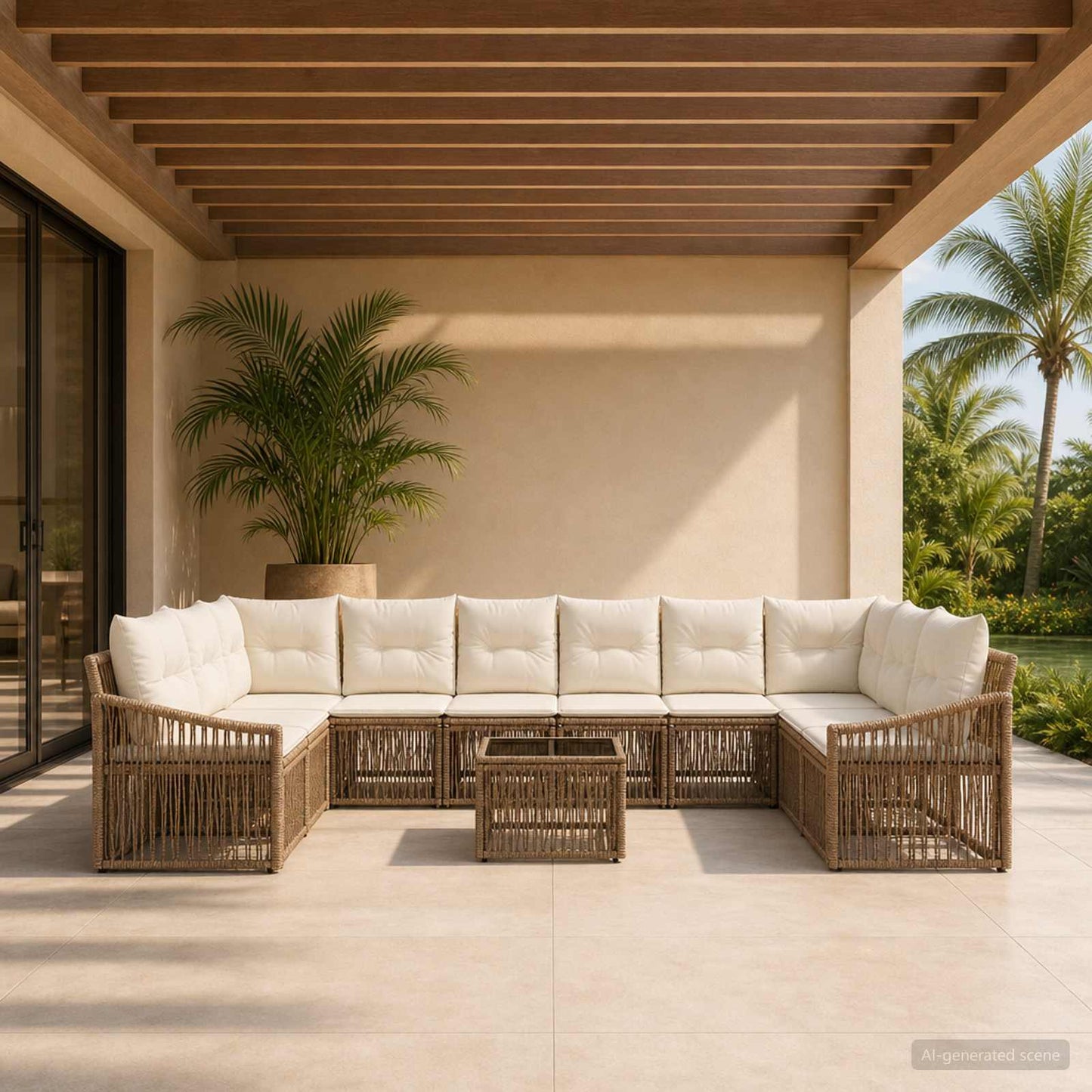 Gartensofa-set 11 pcs Beige Poly-Rattan