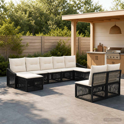 Gartensofa-set 9 stk. Schwarz Poly-Rattan