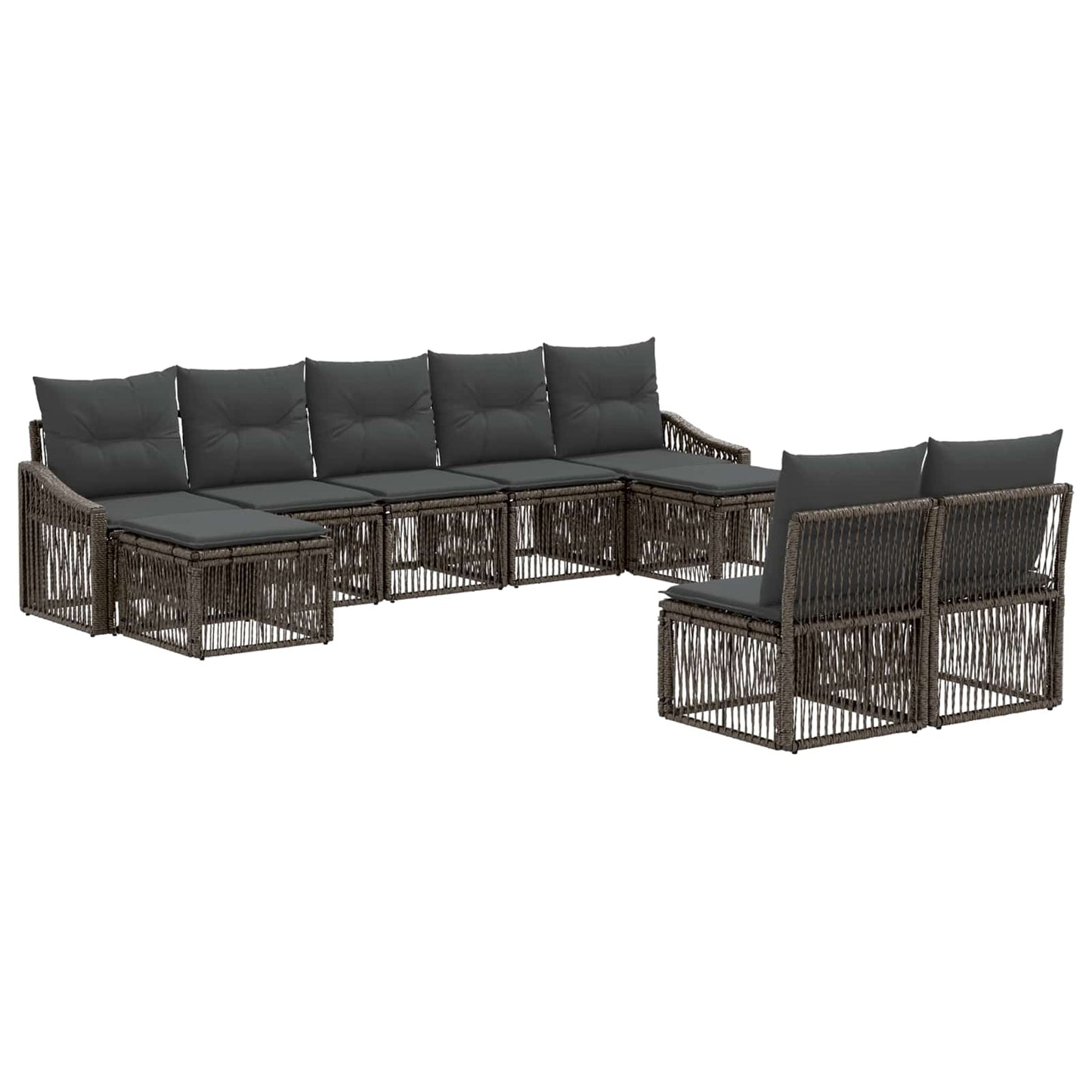 Gartensofa-set 9 stk. Grau Poly-Rattan