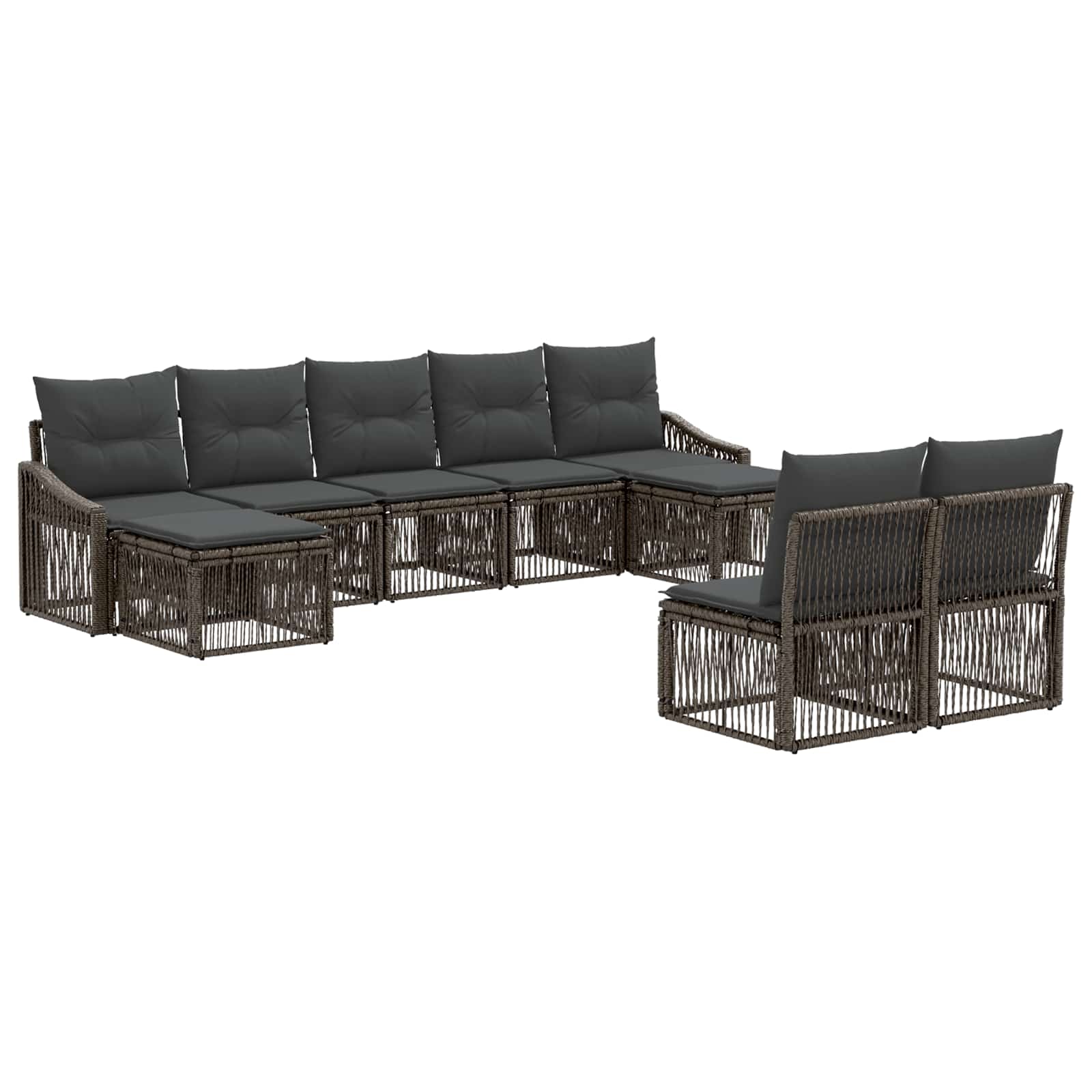 Gartensofa-set 9 stk. Grau Poly-Rattan