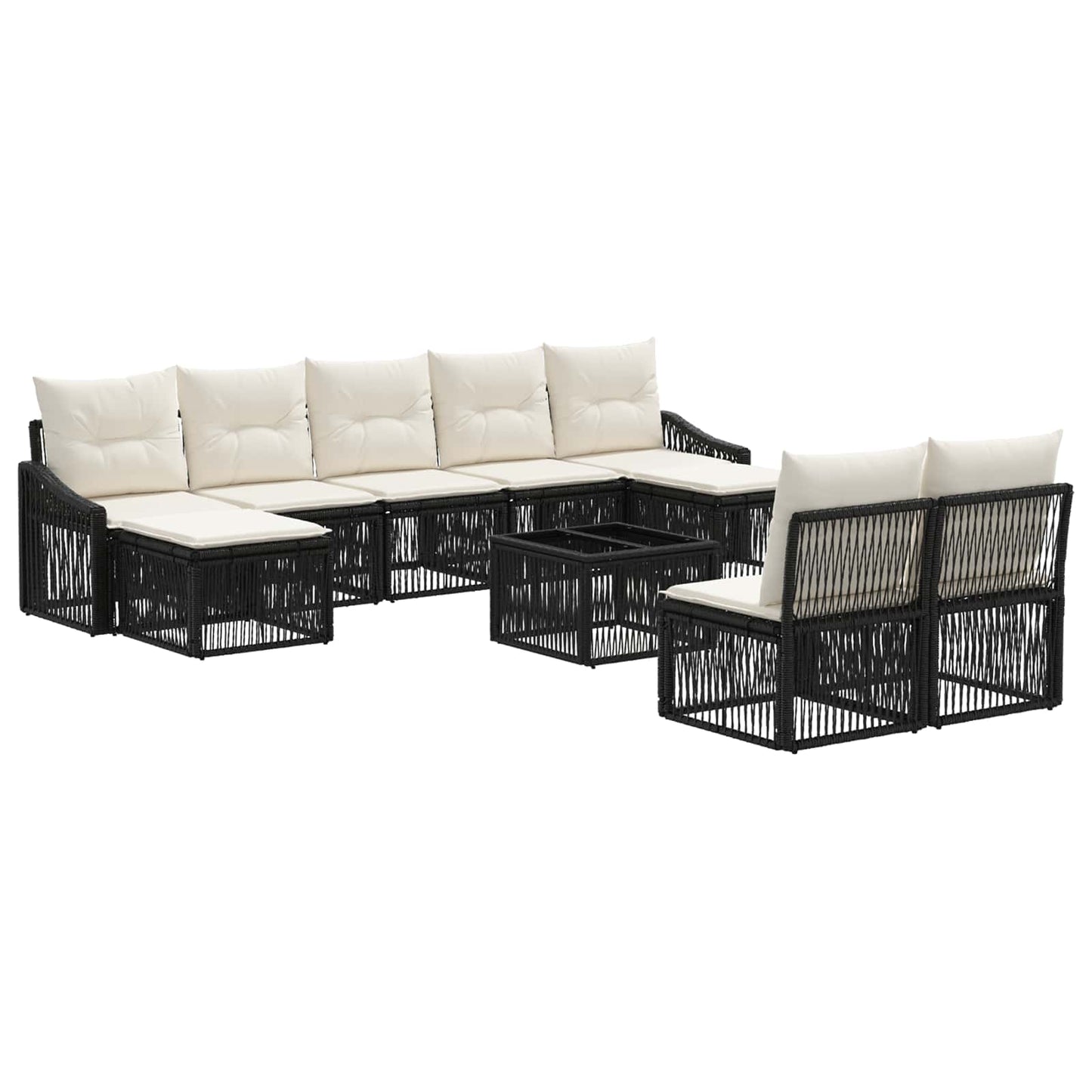 Gartensofa-set 10 pcs Schwarz Poly-Rattan