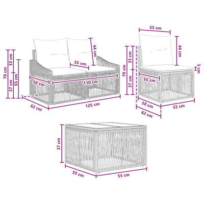Gartensofa-set 10 stk. Schwarz Poly-Rattan