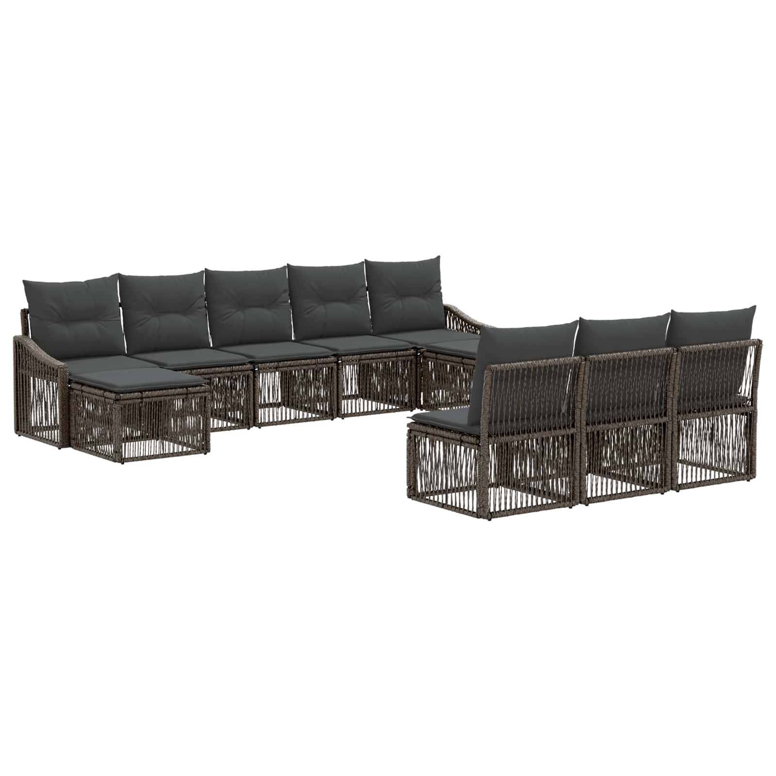Gartensofa-set 10 stk. Grau Poly-Rattan