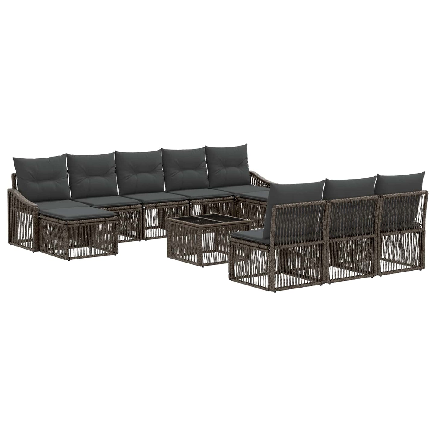 Gartensofa-set 11 stk. Grau Poly-Rattan