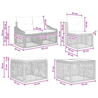 Gartensofa-set 11 stk. Grau Poly-Rattan