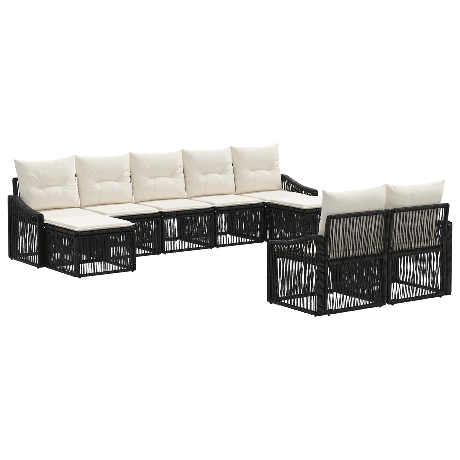 Gartensofa-set 9 pcs Schwarz Poly-Rattan