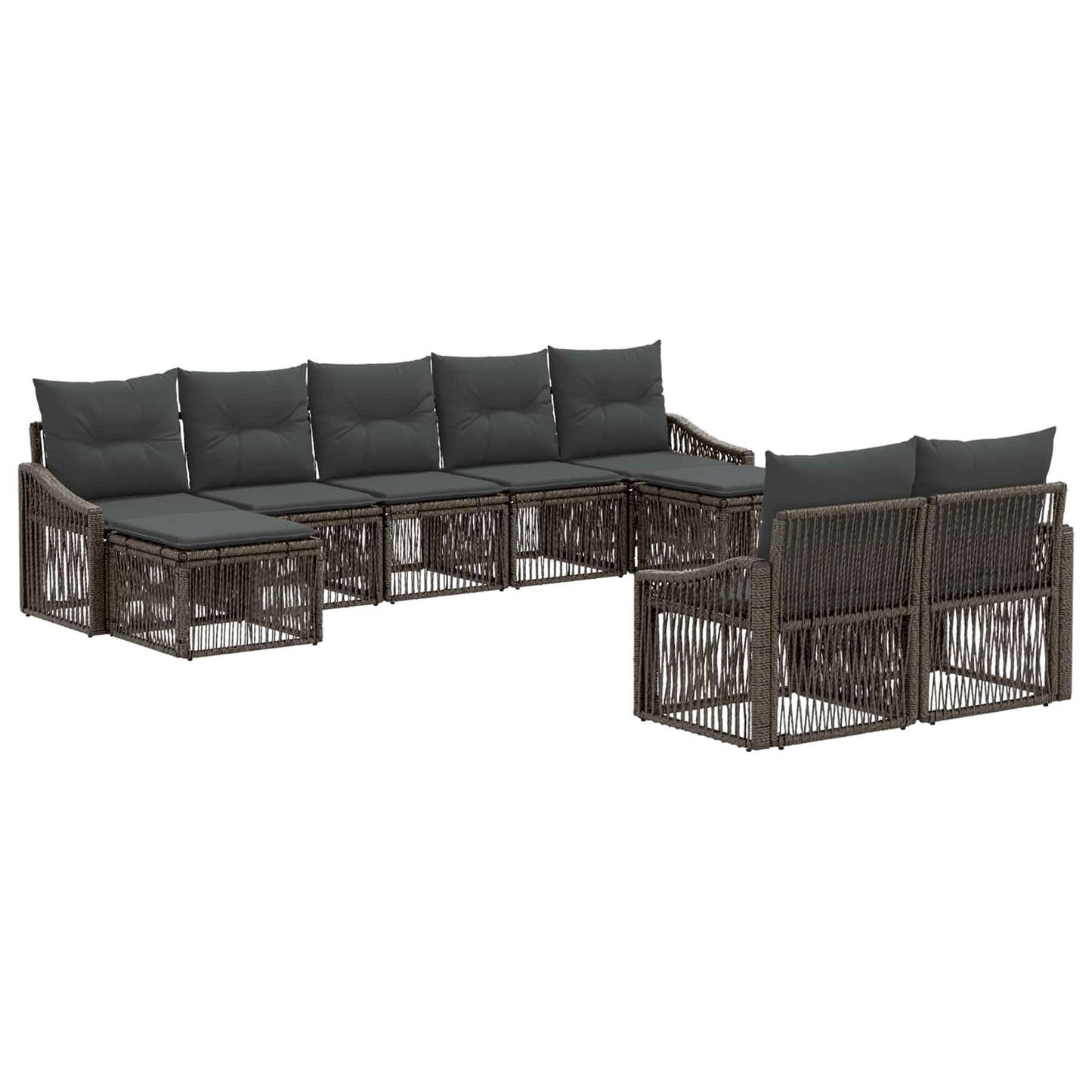 Gartensofa-set 9 stk. Grau Poly-Rattan