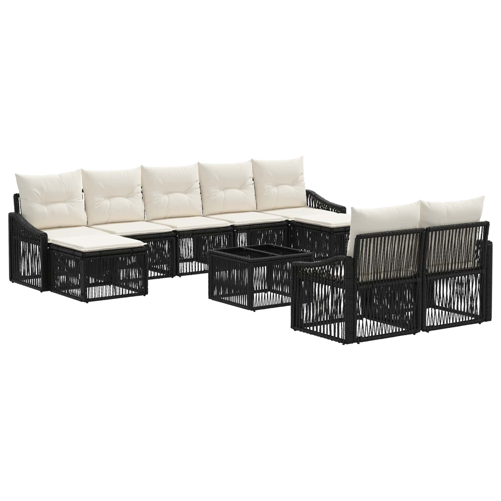 Gartensofa-set 10 pcs Schwarz Poly-Rattan