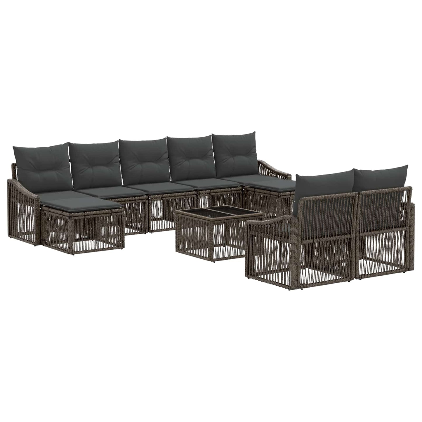 Gartensofa-set 10 stk. Grau Poly-Rattan