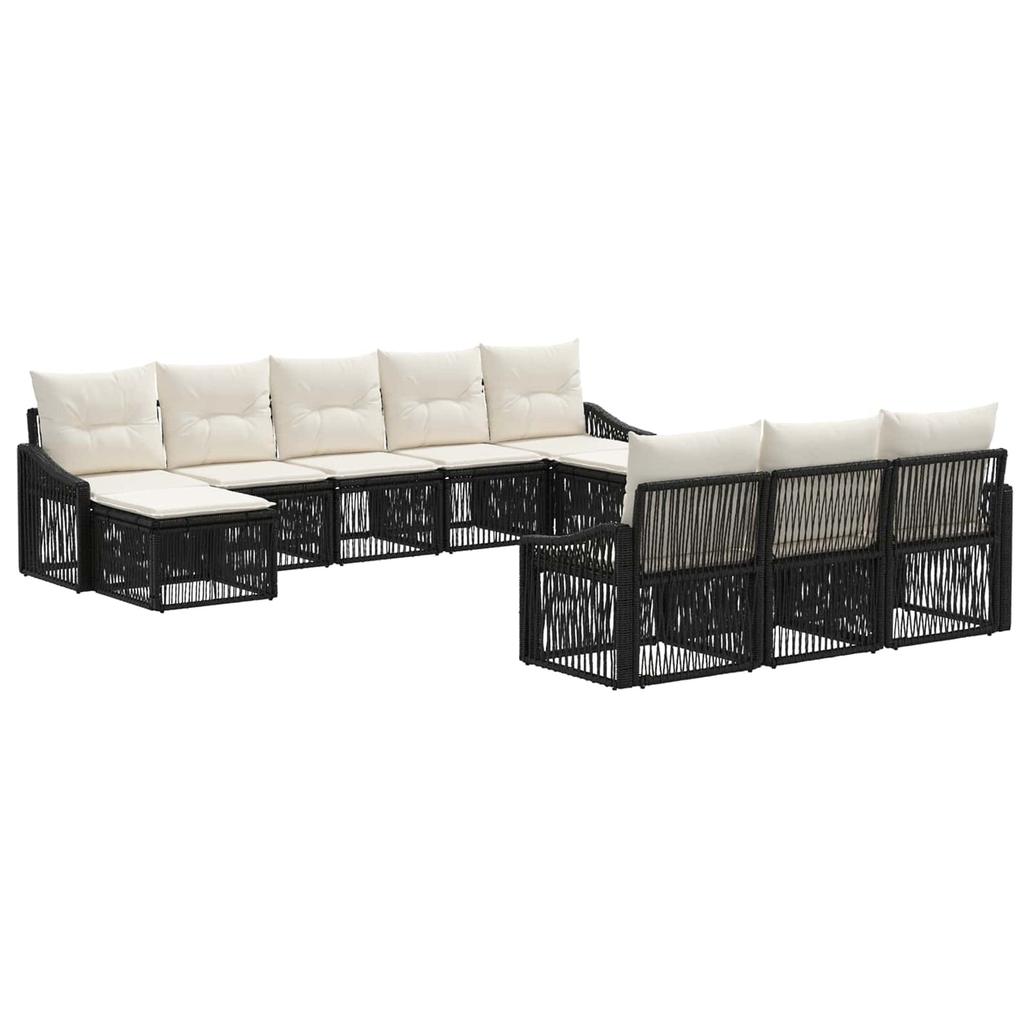 Gartensofa-set 10 pcs Schwarz Poly-Rattan