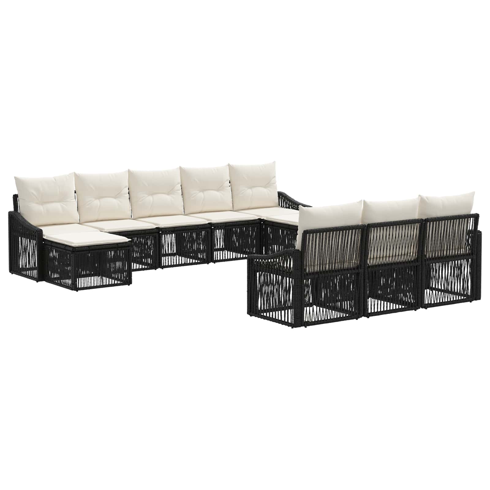 Gartensofa-set 10 pcs Schwarz Poly-Rattan
