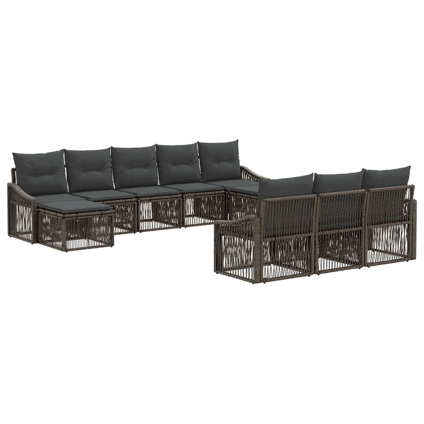 Gartensofa-set 10 stk. Grau Poly-Rattan