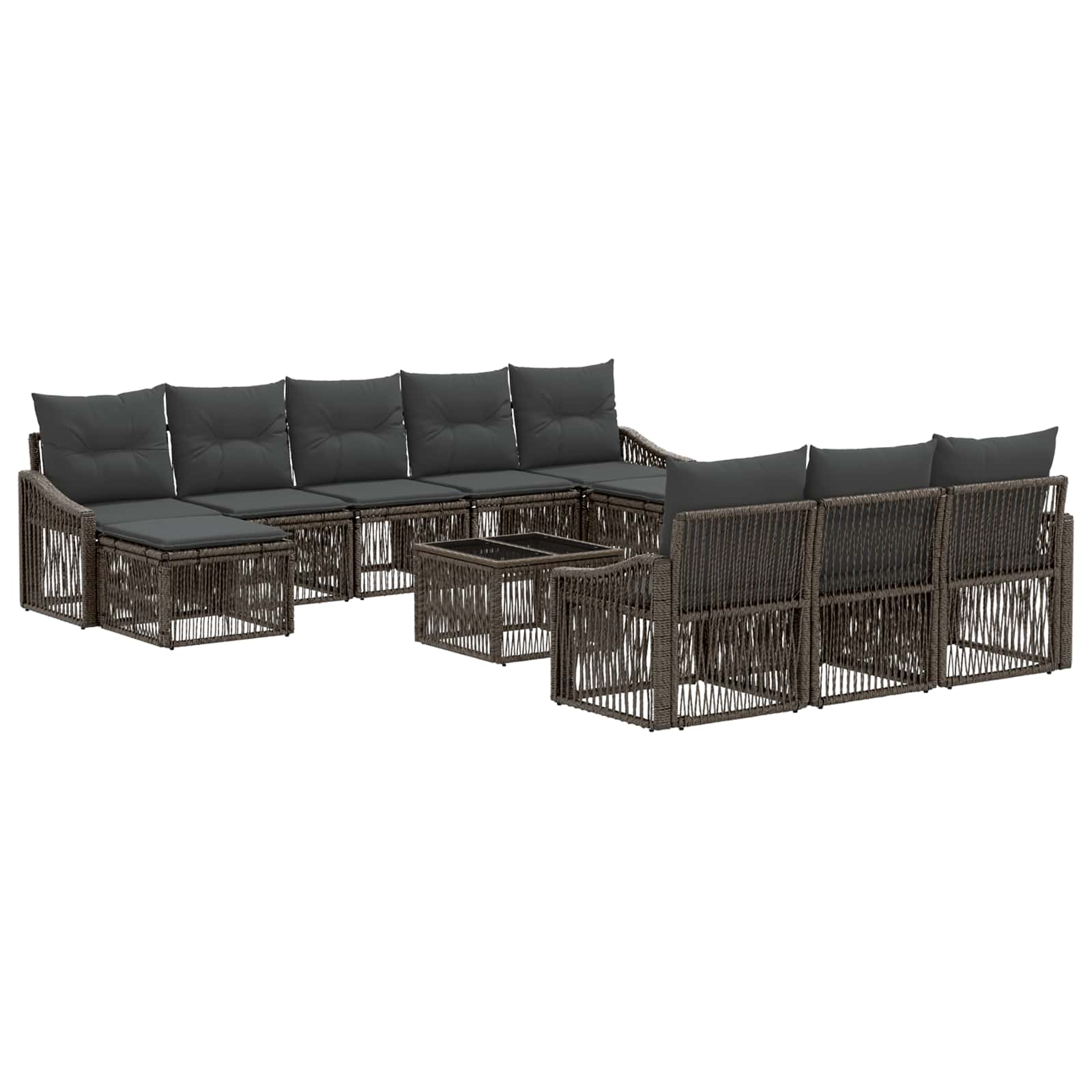 Gartensofa-set 11 stk. Grau Poly-Rattan