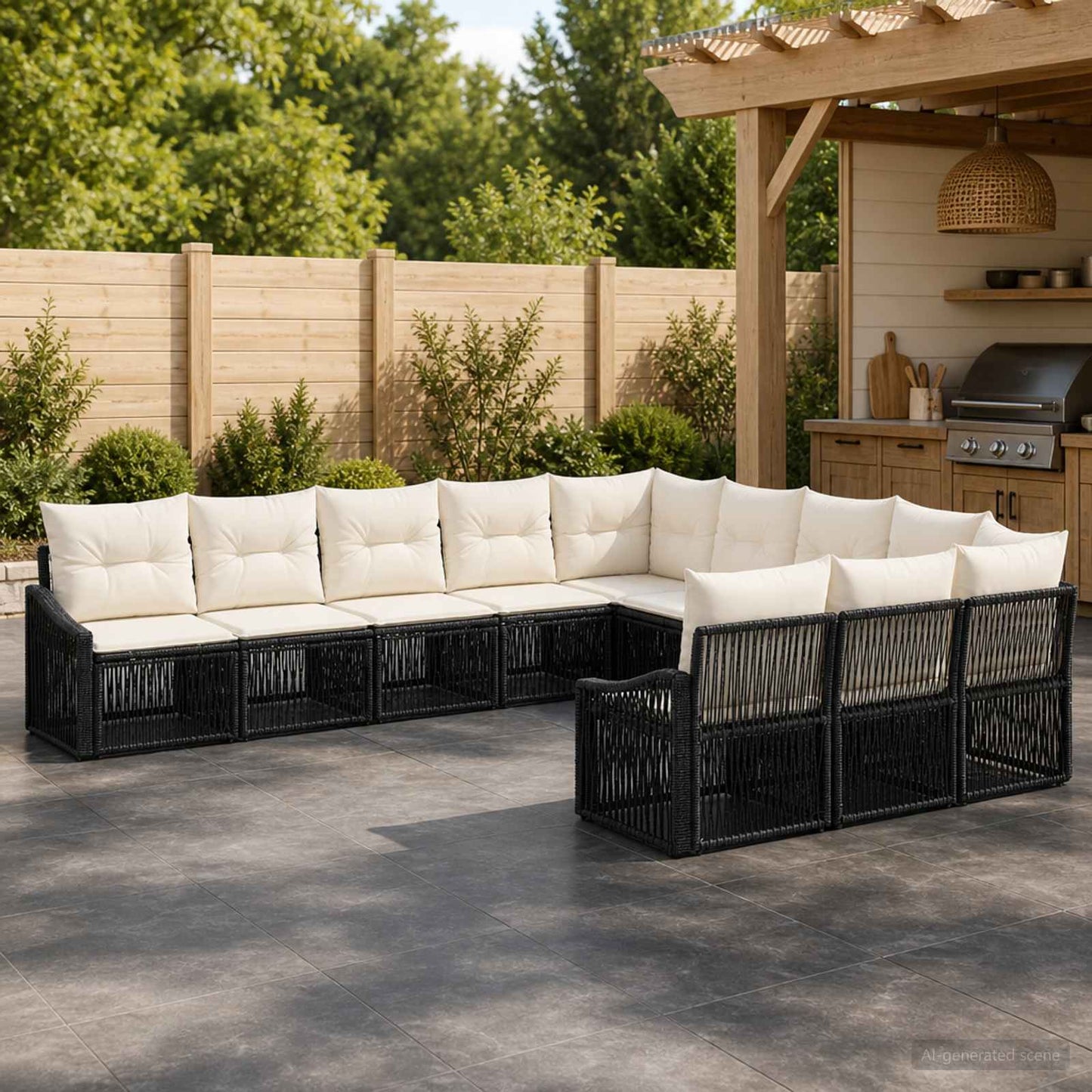 Gartensofa-set 11 stk. Schwarz Poly-Rattan