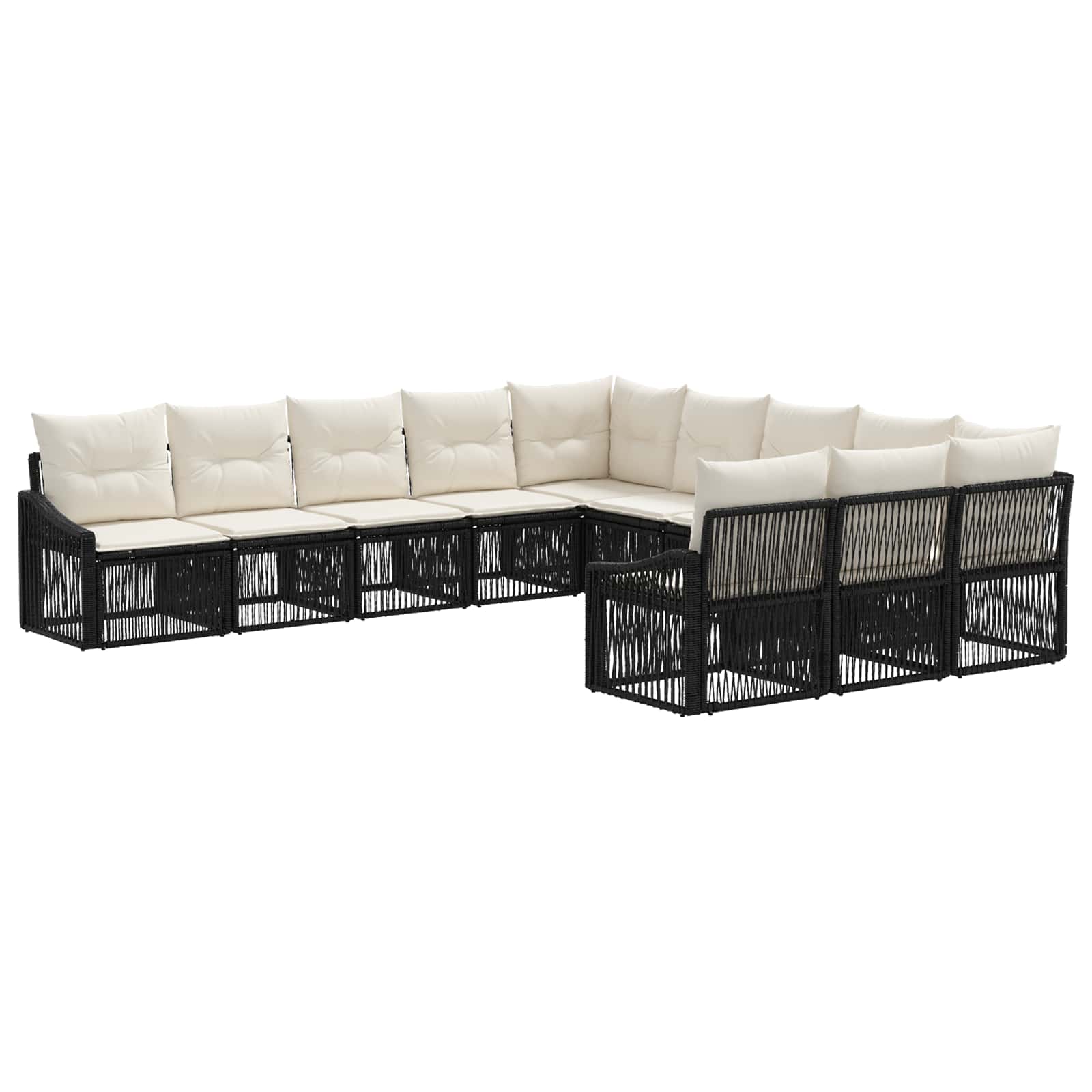 Gartensofa-set 11 stk. Schwarz Poly-Rattan