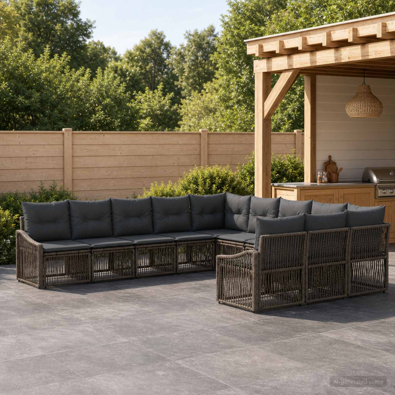Gartensofa-set 11 pcs Grau Poly-Rattan
