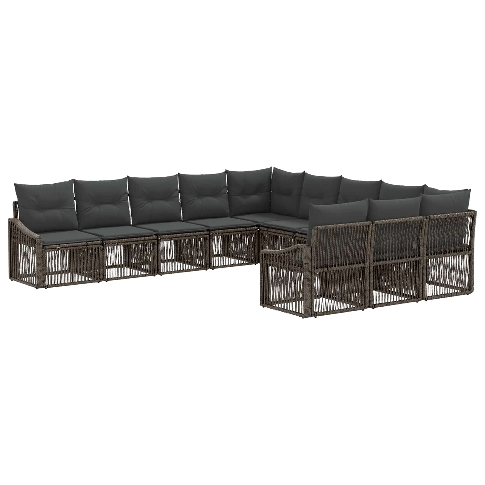 Gartensofa-set 11 pcs Grau Poly-Rattan