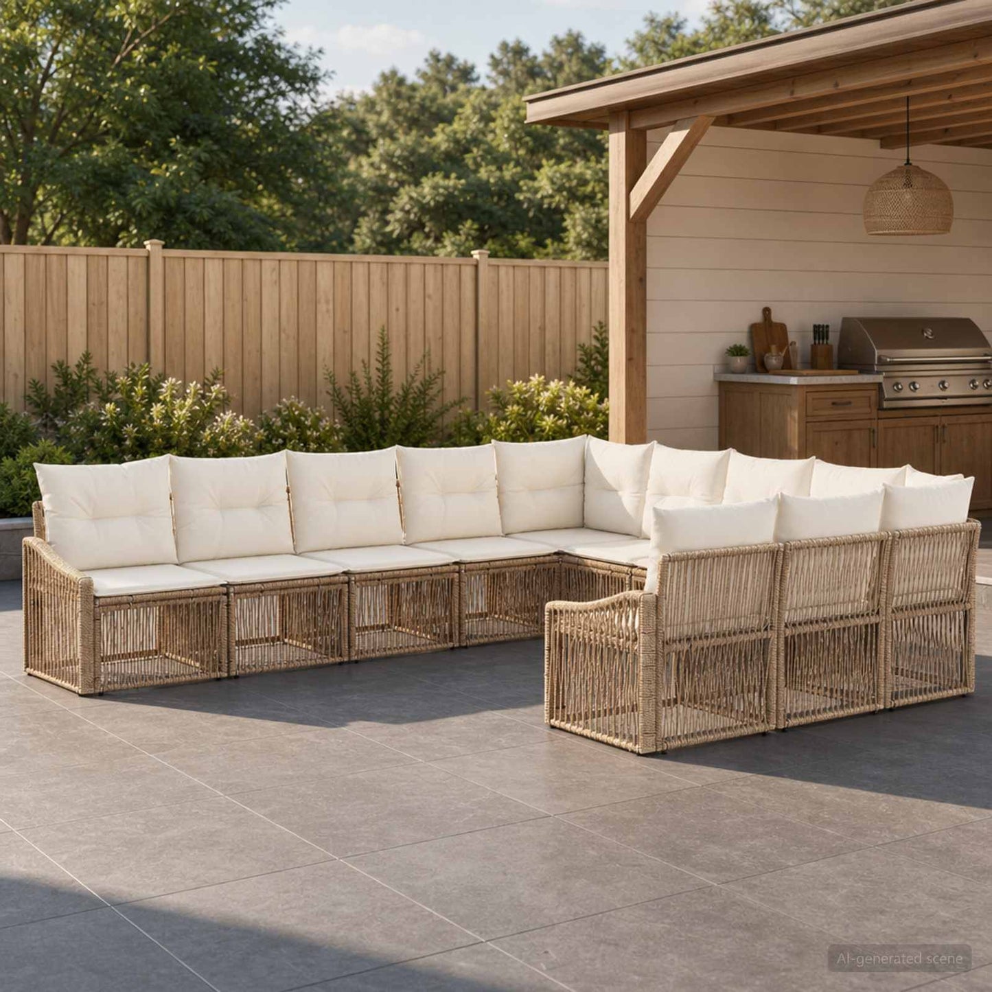 Gartensofa-set 11 pcs Beige Poly-Rattan