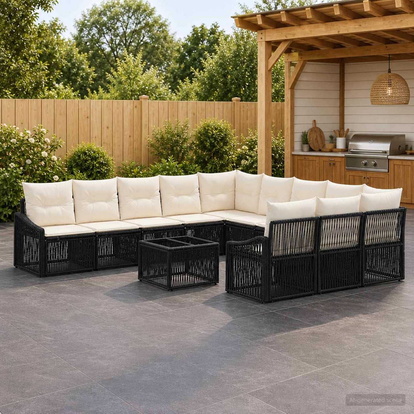 Gartensofa-set 12 stk. Schwarz Poly-Rattan