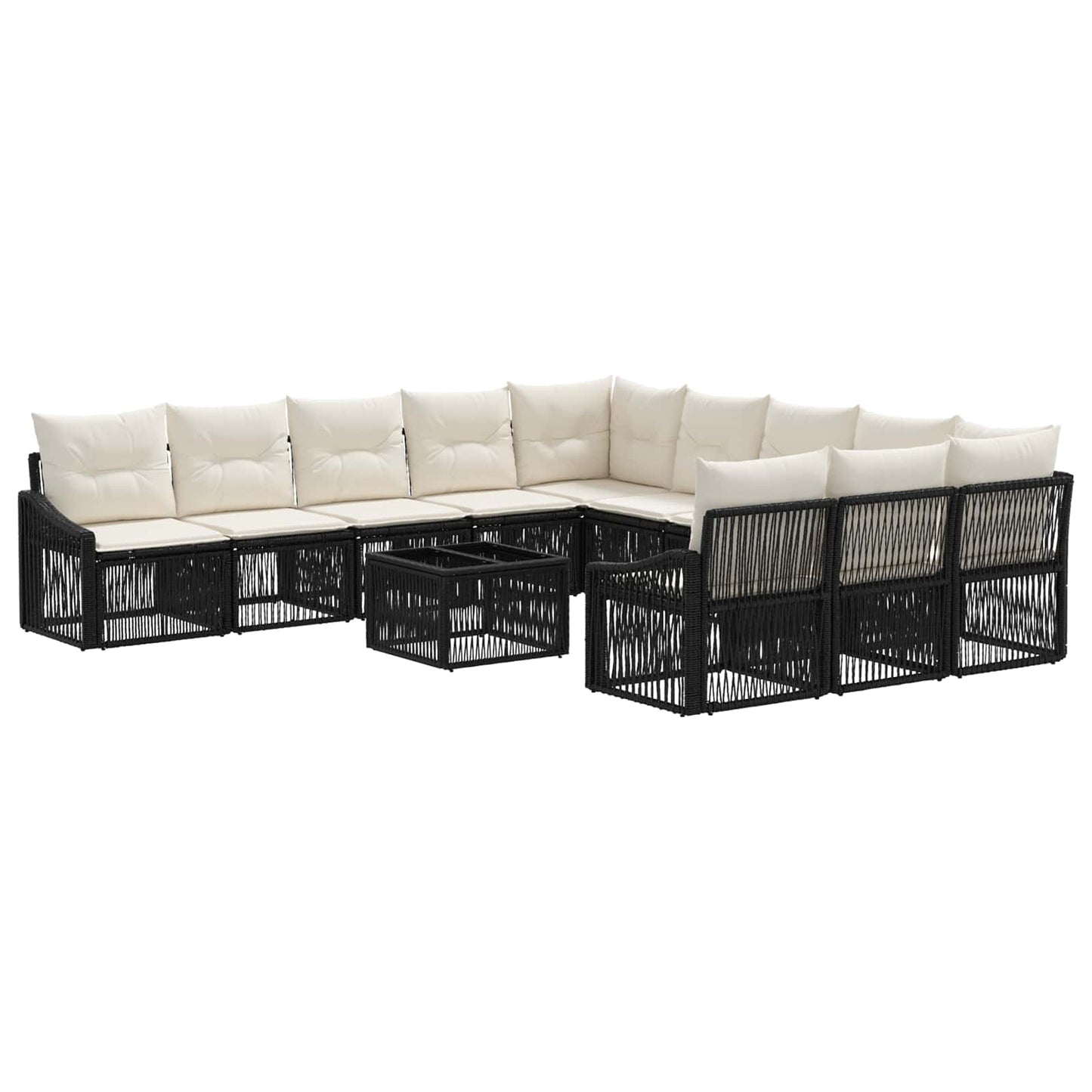 Gartensofa-set 12 stk. Schwarz Poly-Rattan