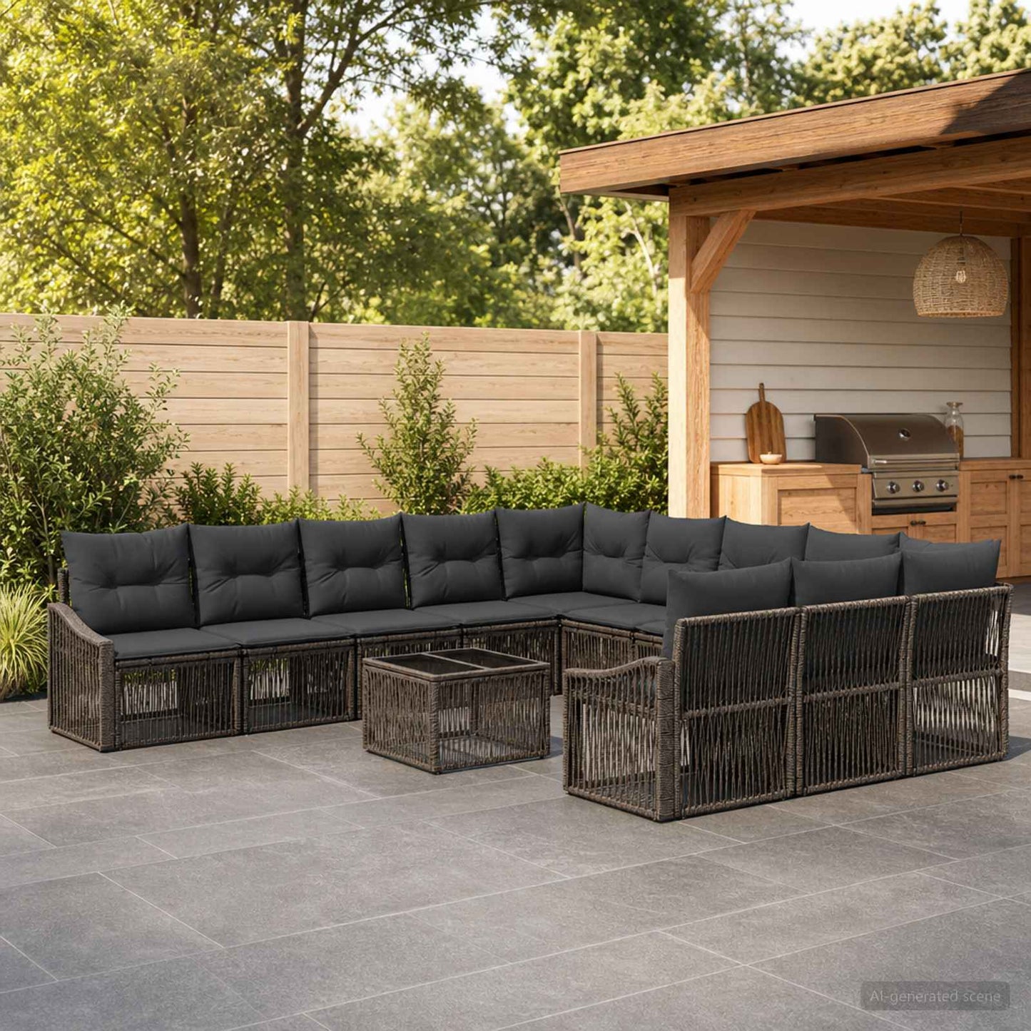 Gartensofa-set 12 stk. Grau Poly-Rattan