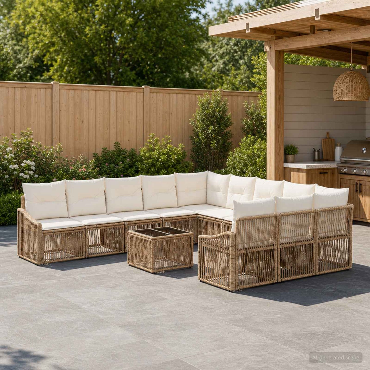Gartensofa-set 12 pcs Beige Poly-Rattan