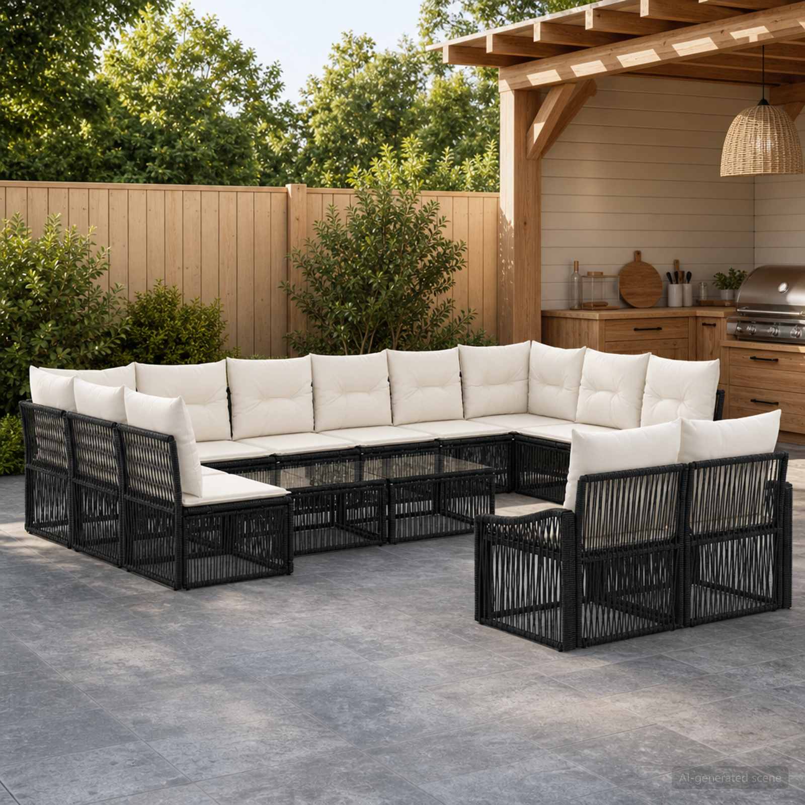 Gartensofa-set 12 pcs Schwarz Poly-Rattan