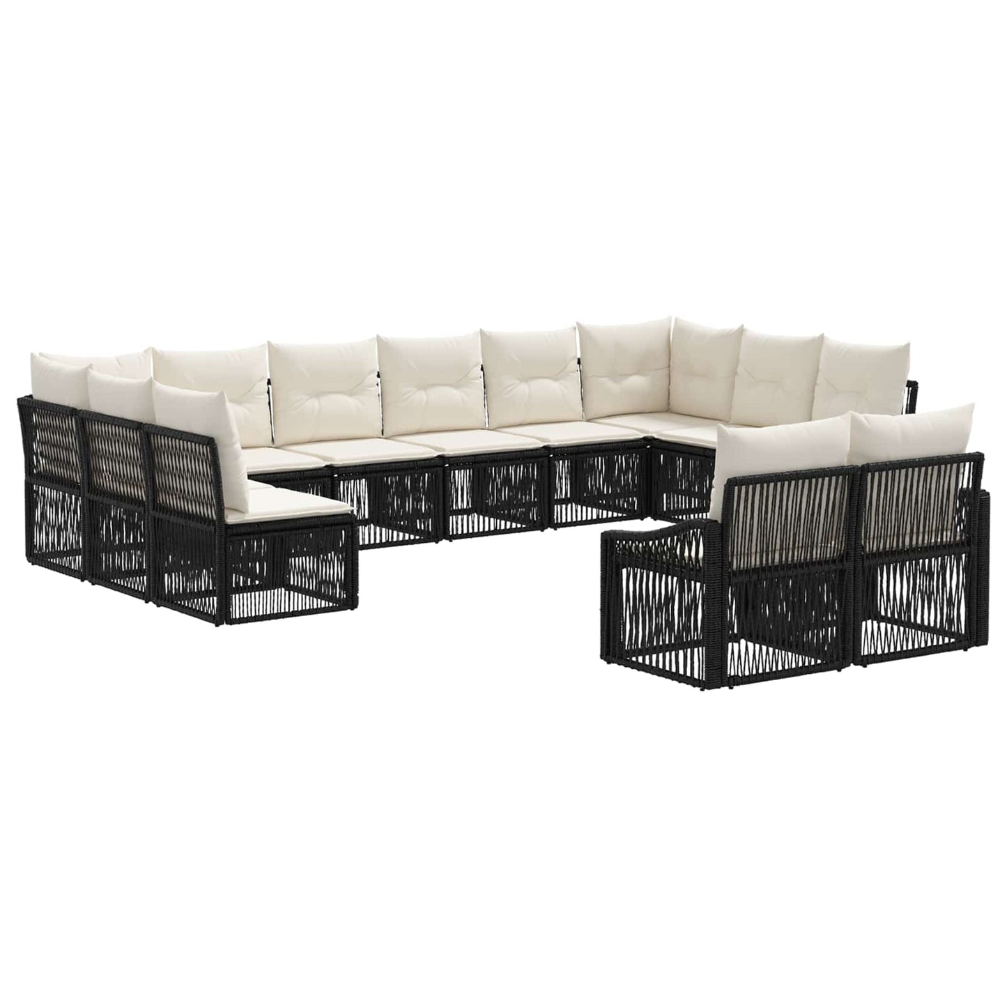Gartensofa-set 12 pcs Schwarz Poly-Rattan