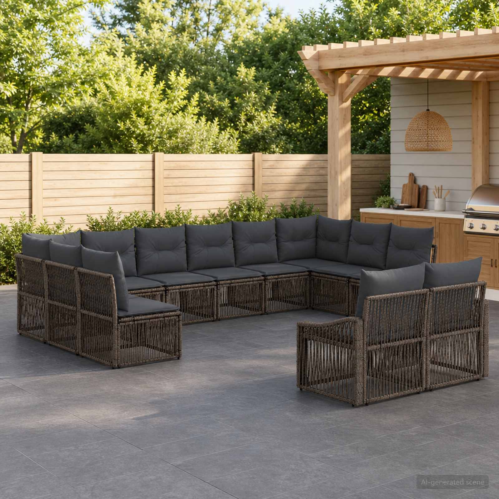 Gartensofa-set 12 stk. Grau Poly-Rattan