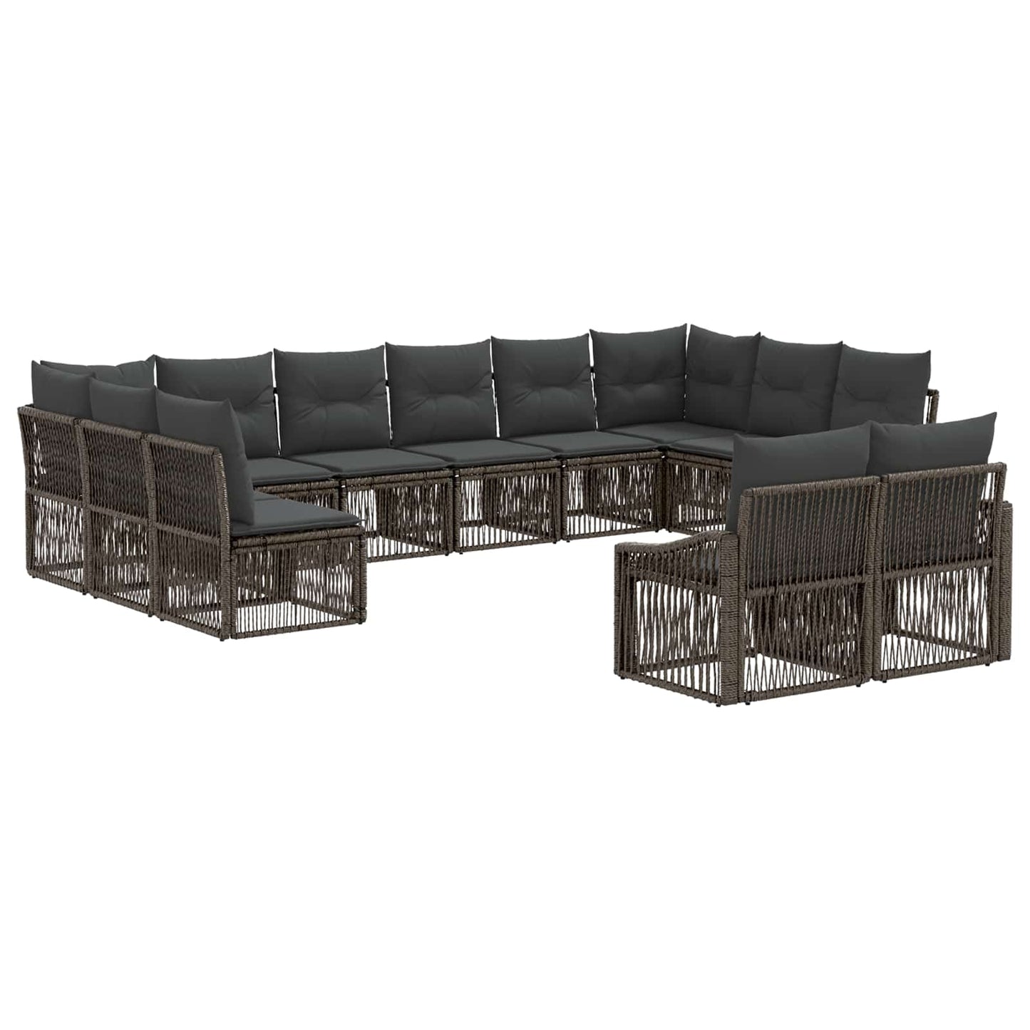 Gartensofa-set 12 stk. Grau Poly-Rattan