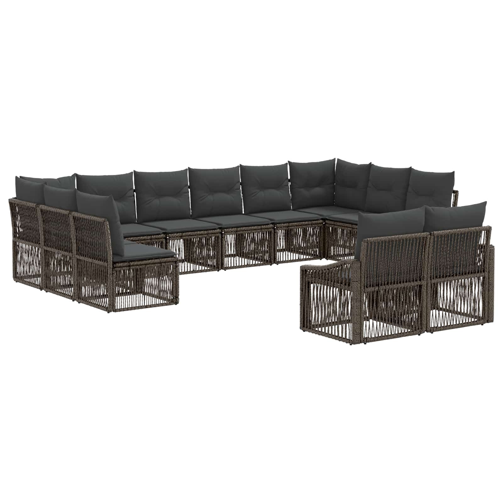 Gartensofa-set 12 stk. Grau Poly-Rattan