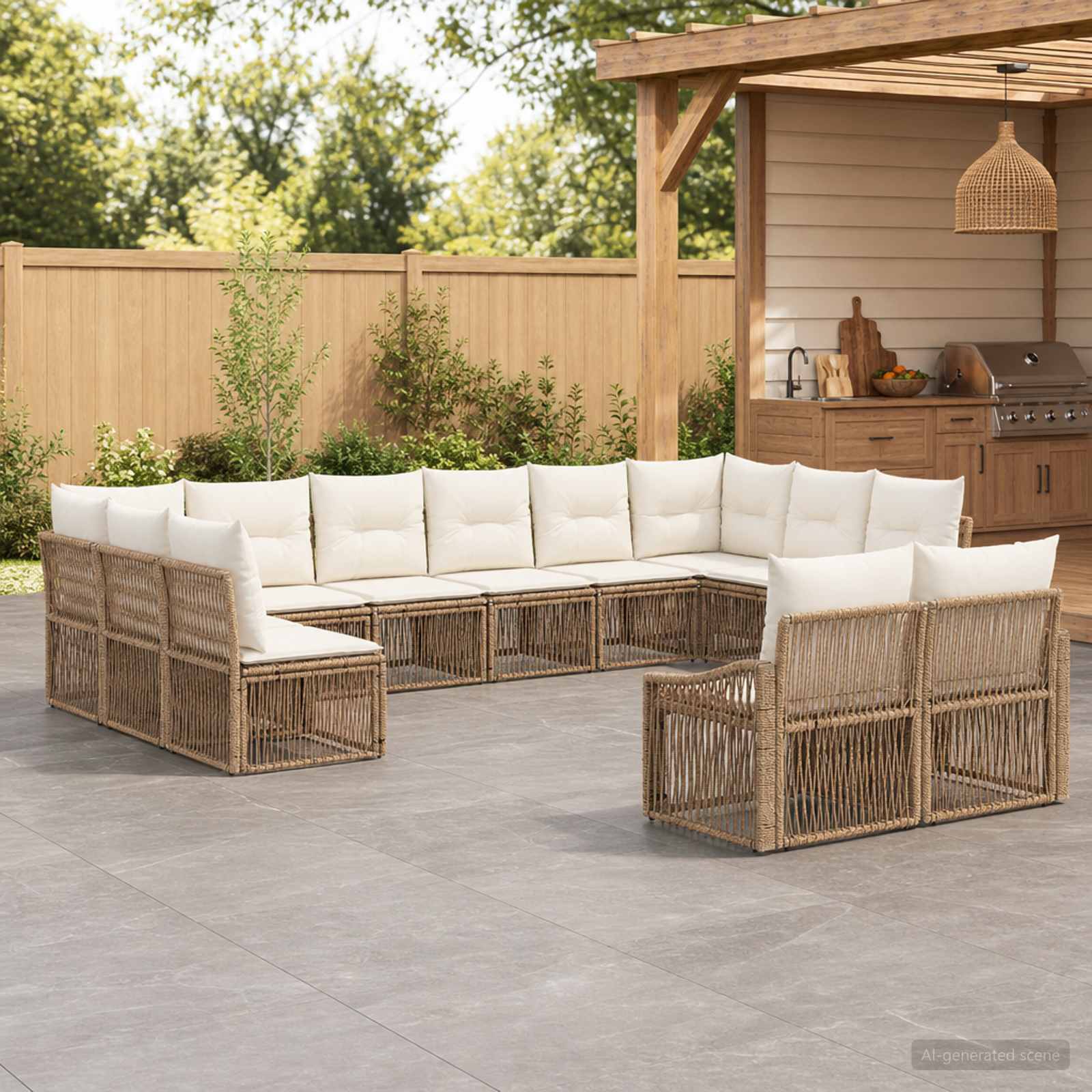 Gartensofa-set 12 pcs Beige Poly-Rattan