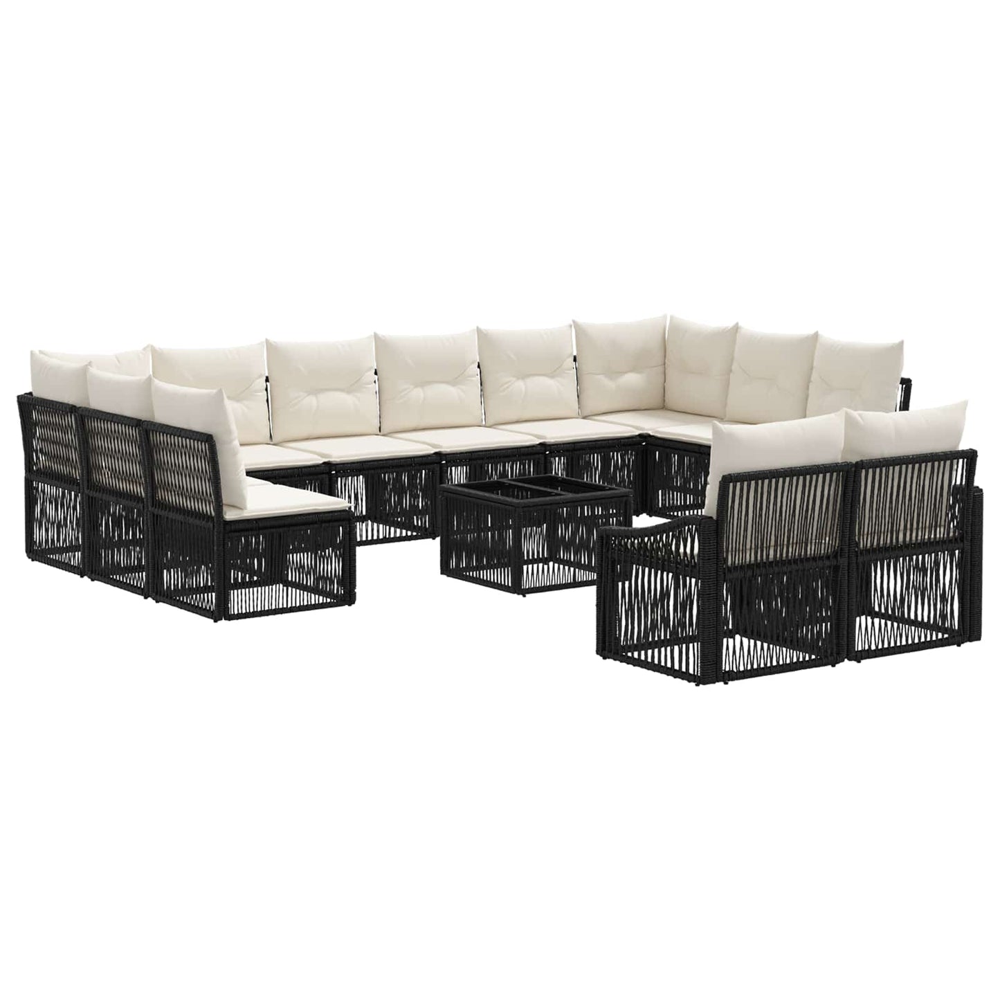Gartensofa-set 13 pcs Schwarz Poly-Rattan