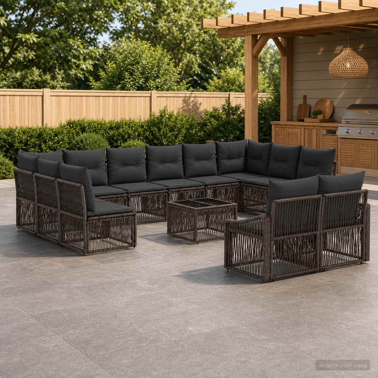 Gartensofa-set 13 stk. Grau Poly-Rattan