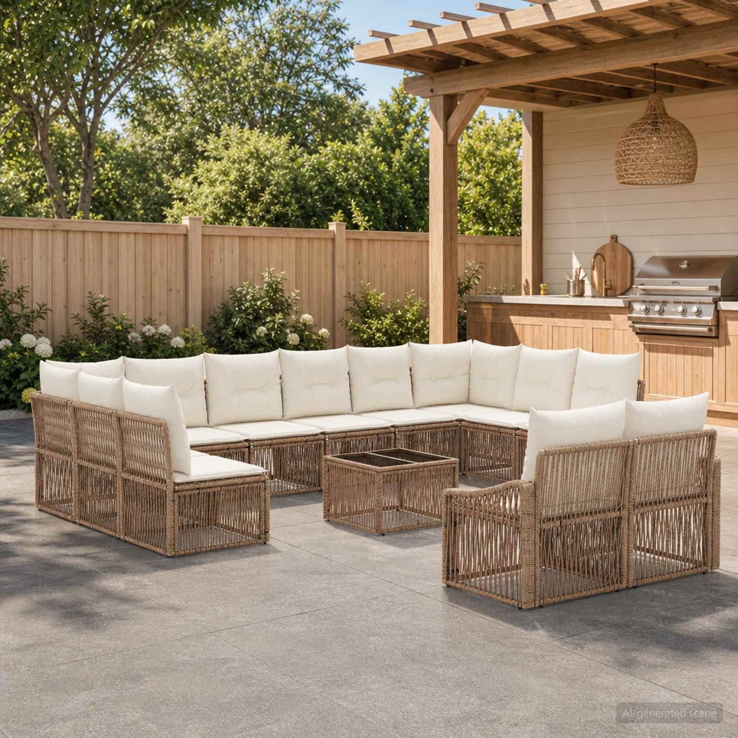 Gartensofa-set 13 pcs Beige Poly-Rattan