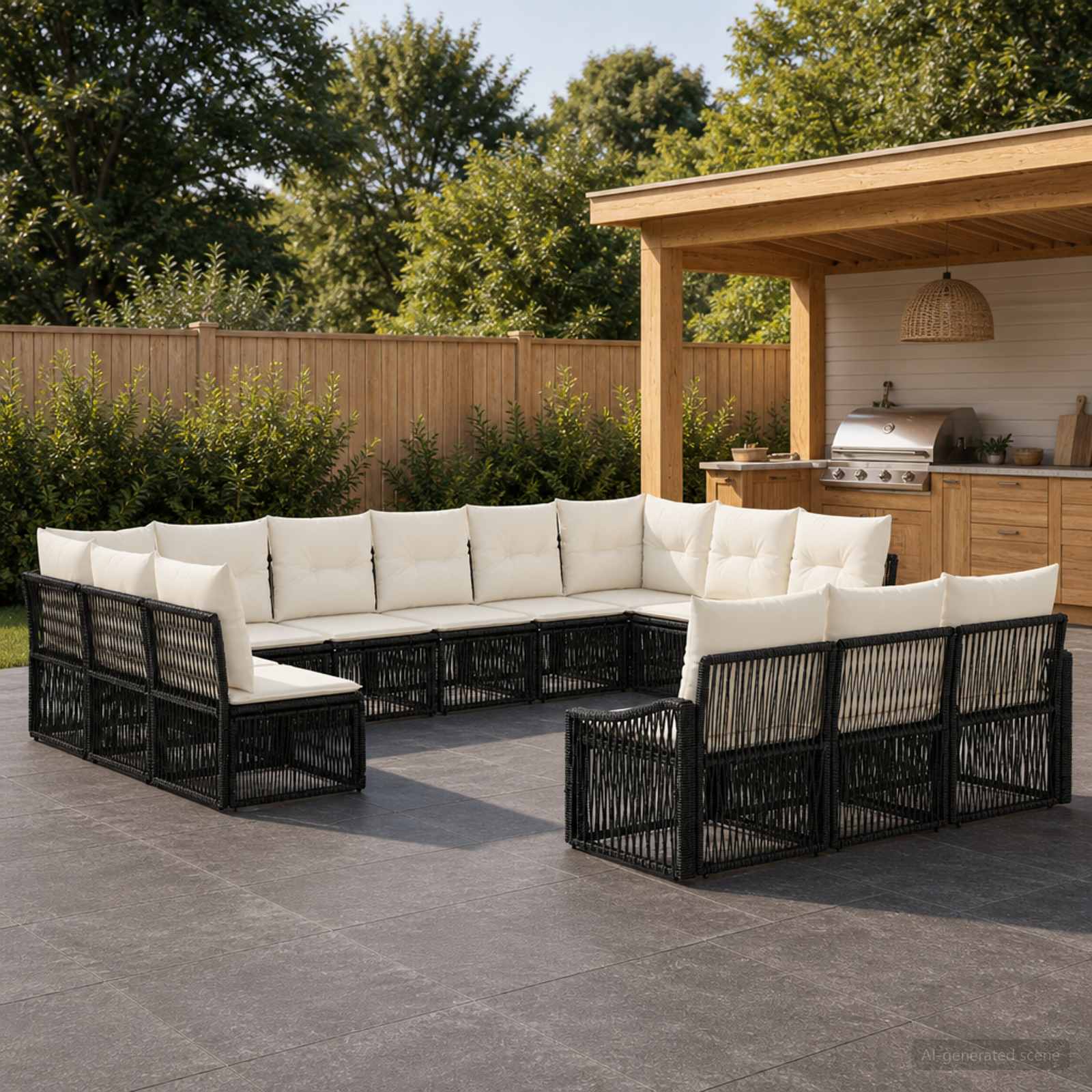 Gartensofa-set 13 pcs Schwarz Poly-Rattan