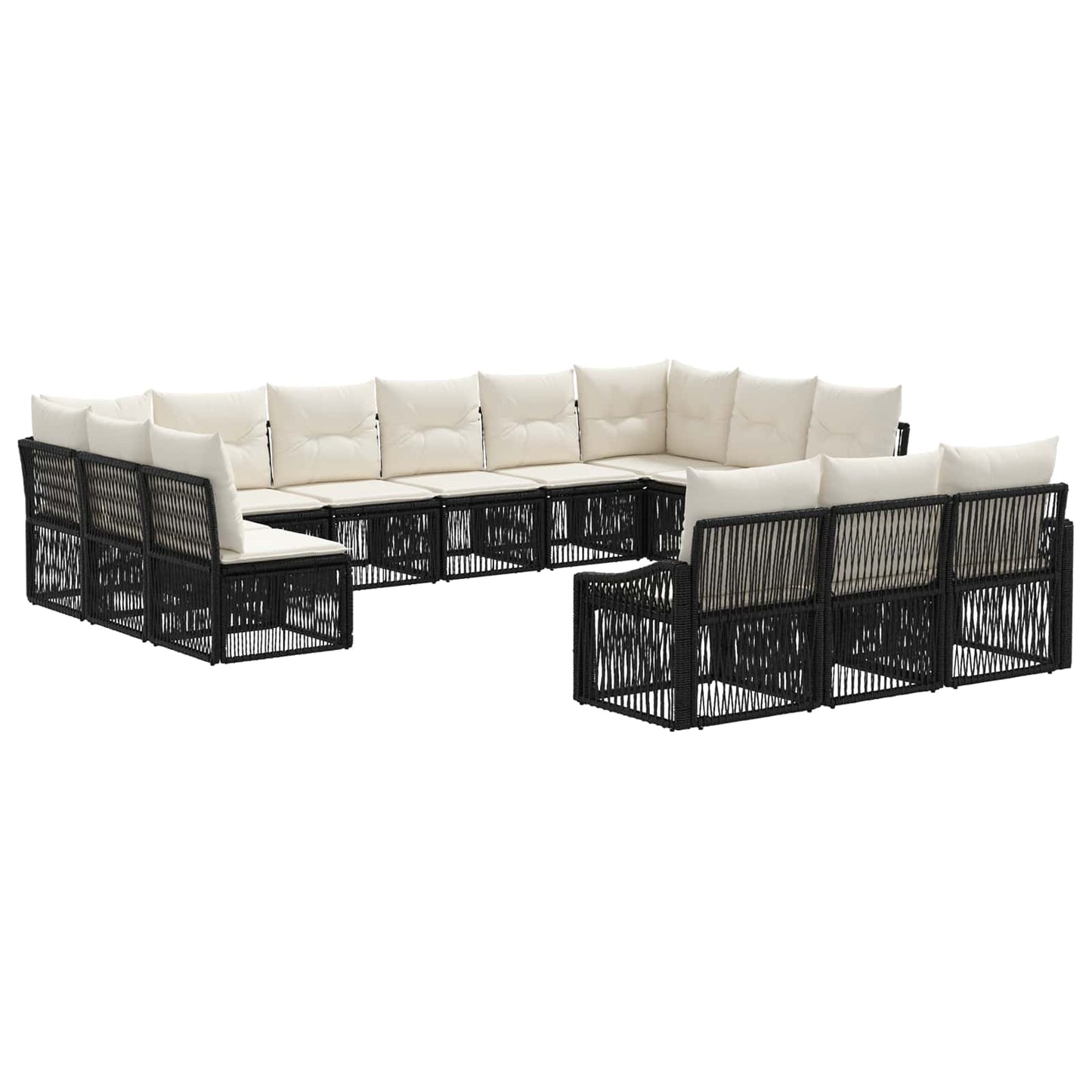 Gartensofa-set 13 pcs Schwarz Poly-Rattan