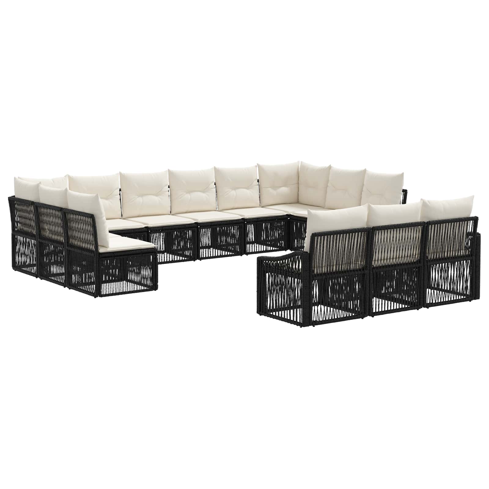 Gartensofa-set 13 pcs Schwarz Poly-Rattan