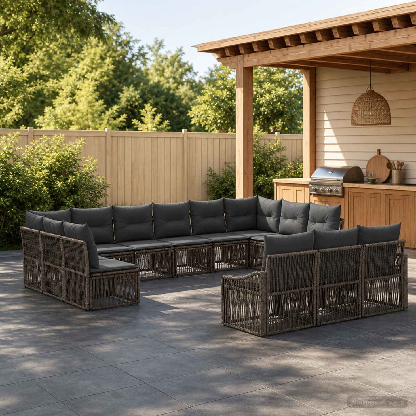 Gartensofa-set 13 stk. Grau Poly-Rattan