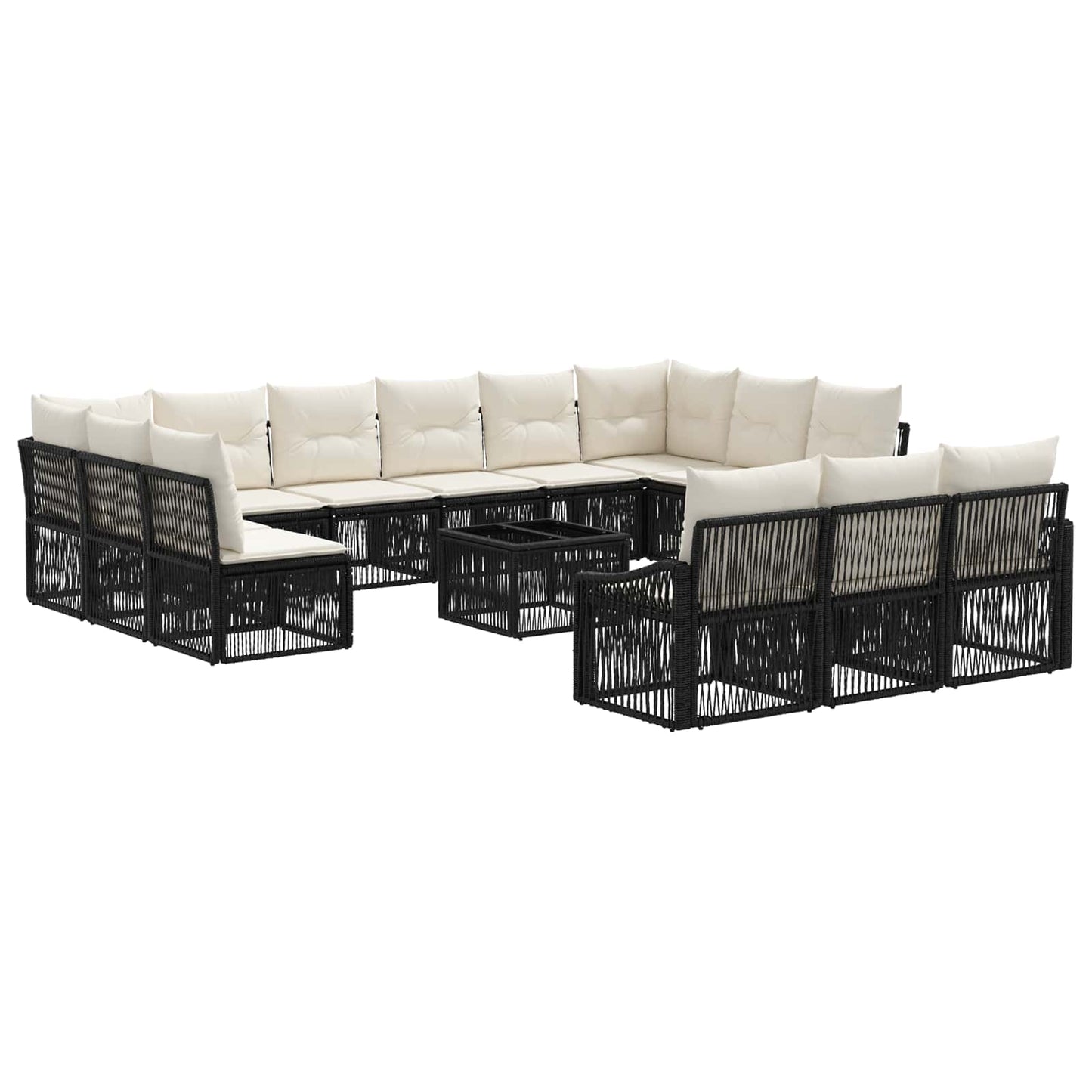 Gartensofa-set 14 pcs Schwarz Poly-Rattan