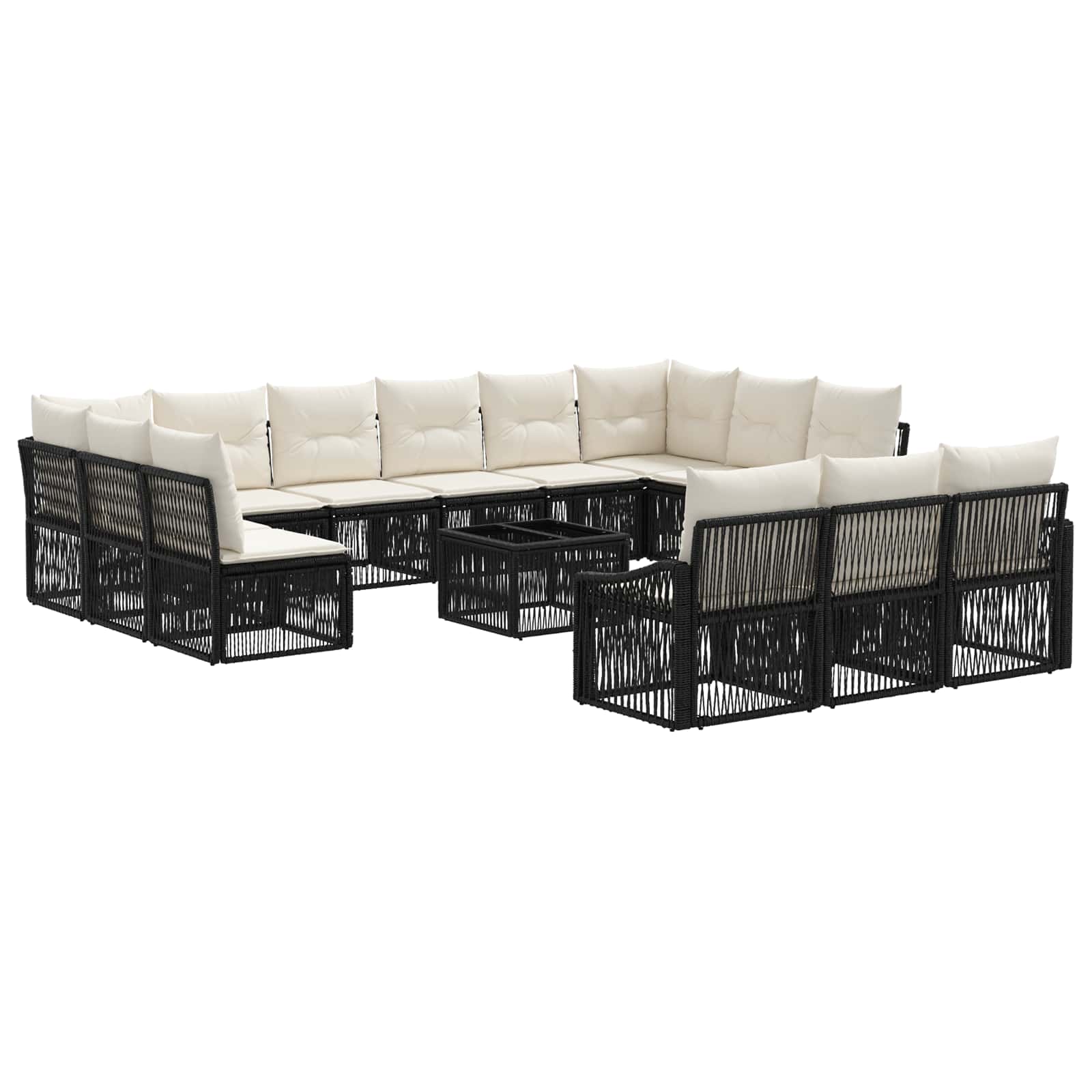 Gartensofa-set 14 pcs Schwarz Poly-Rattan