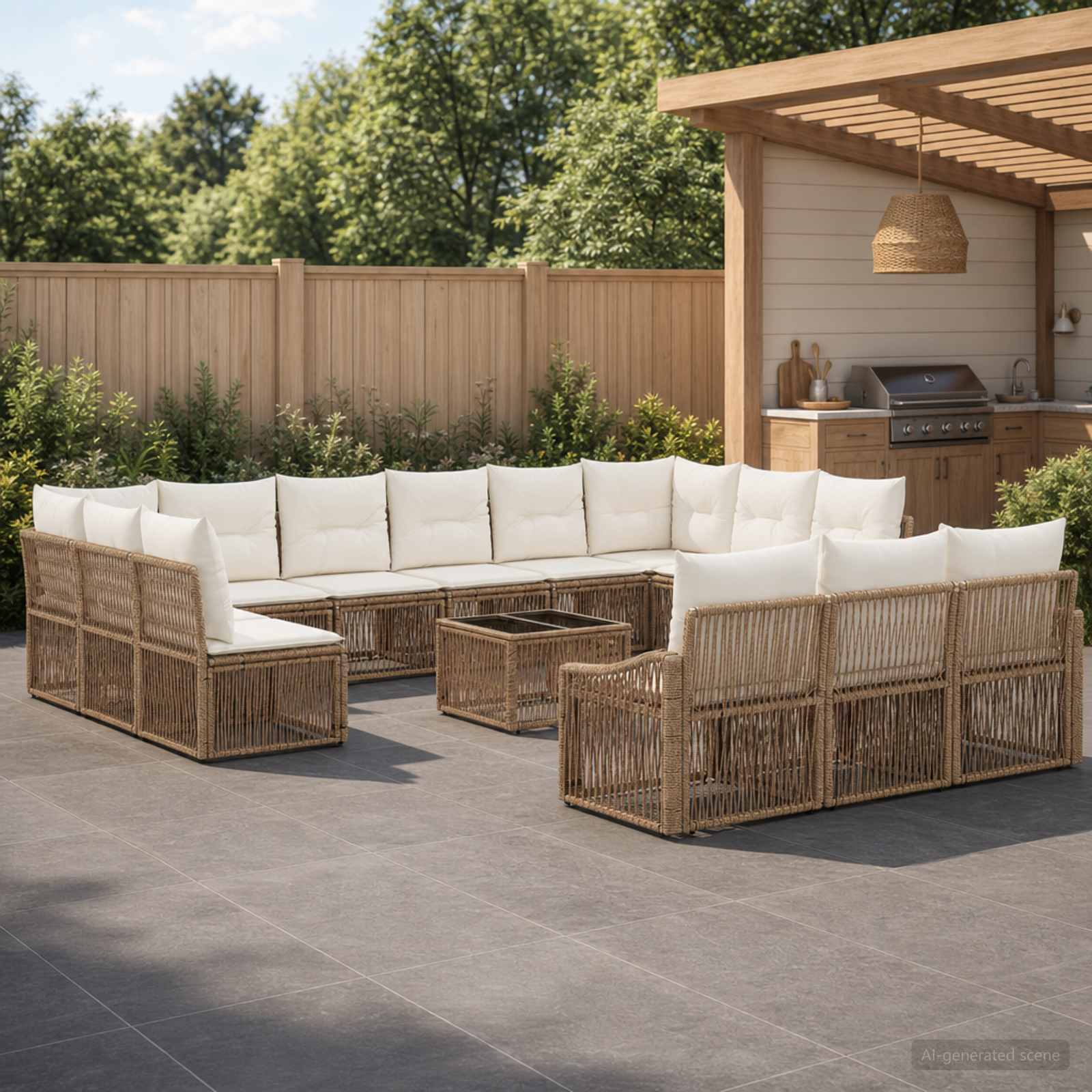 Gartensofa-set 14 pcs Beige Poly-Rattan