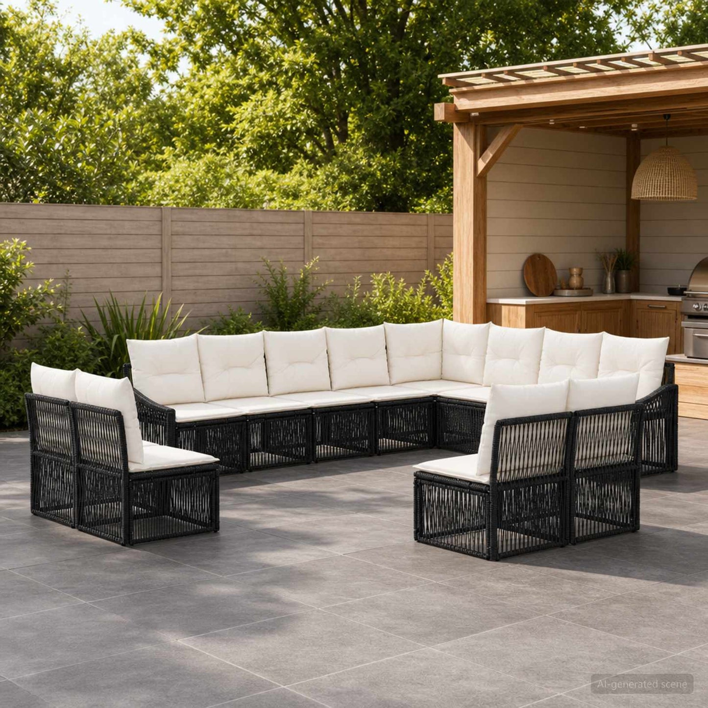 Gartensofa-set 12 pcs Schwarz Poly-Rattan