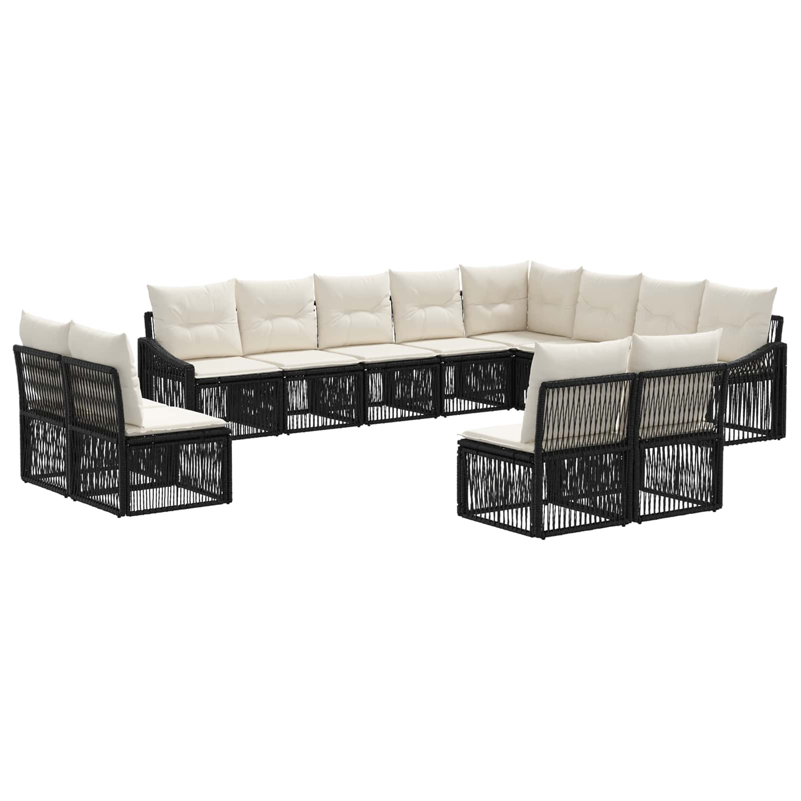 Gartensofa-set 12 pcs Schwarz Poly-Rattan