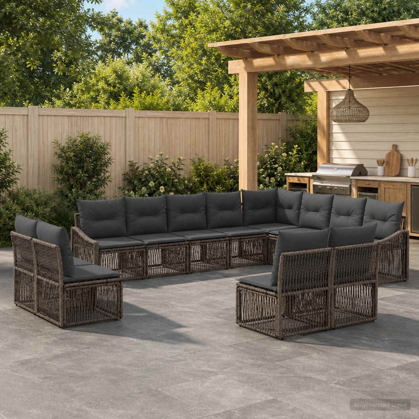 Gartensofa-set 12 stk. Grau Poly-Rattan