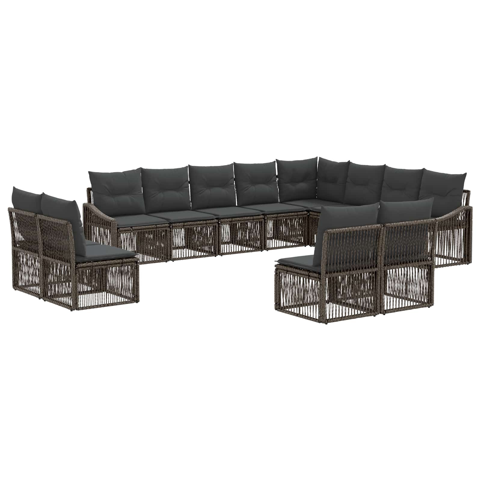 Gartensofa-set 12 stk. Grau Poly-Rattan