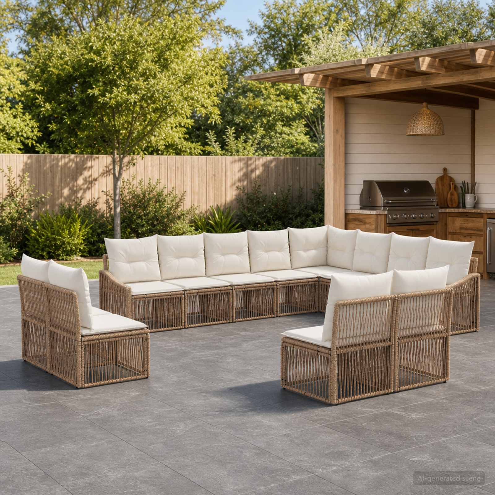 Gartensofa-set 12 pcs Beige Poly-Rattan