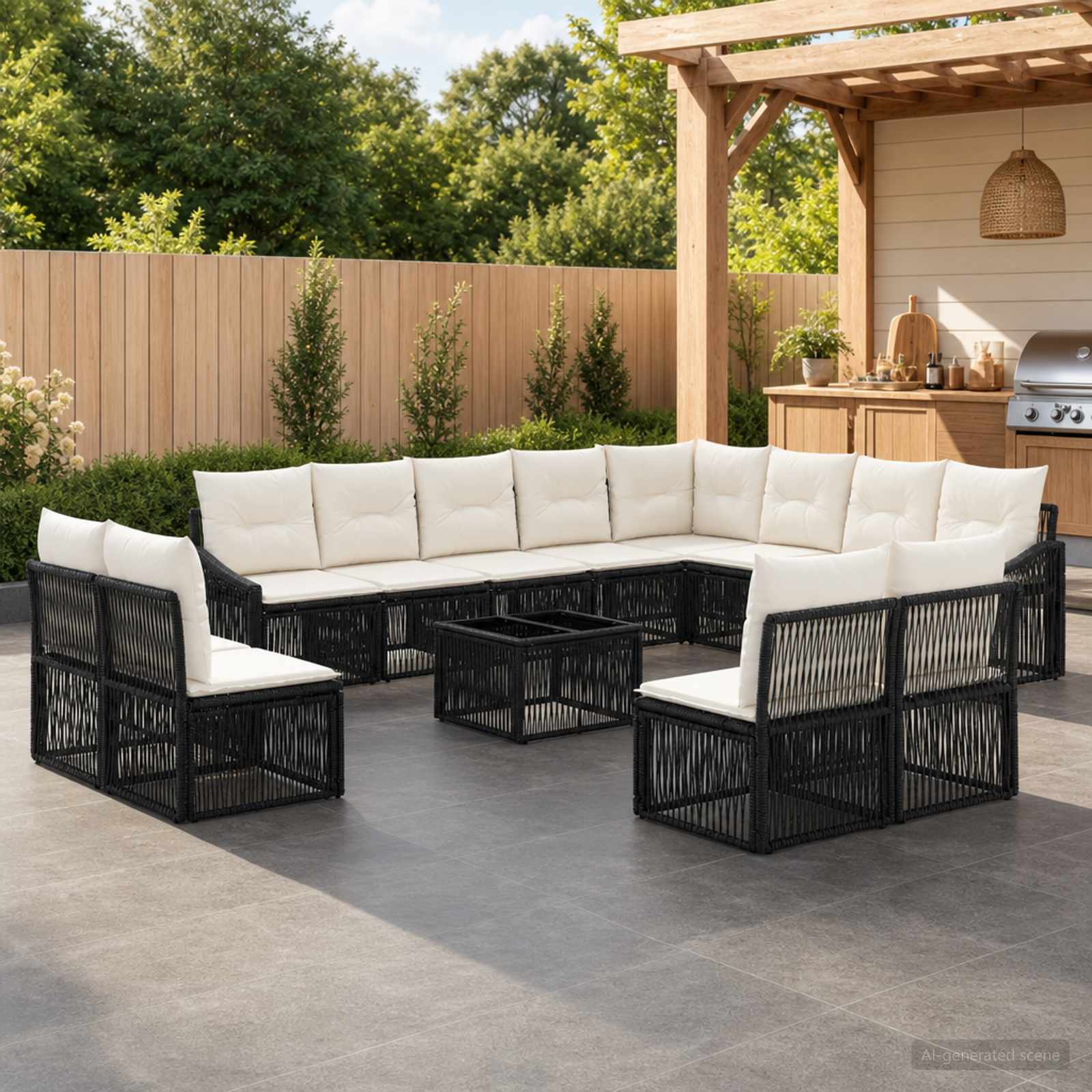 Gartensofa-set 13 pcs Schwarz Poly-Rattan