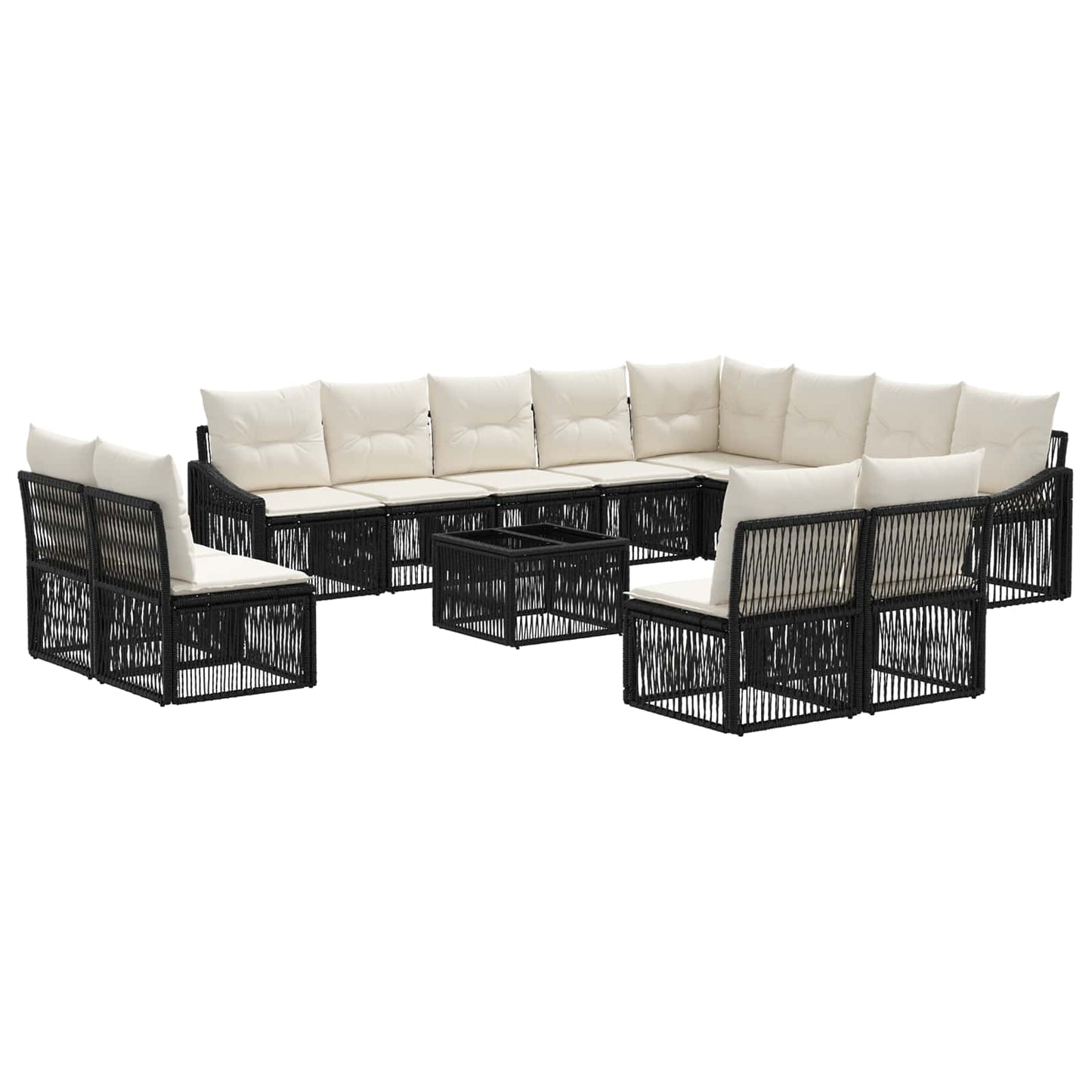Gartensofa-set 13 pcs Schwarz Poly-Rattan