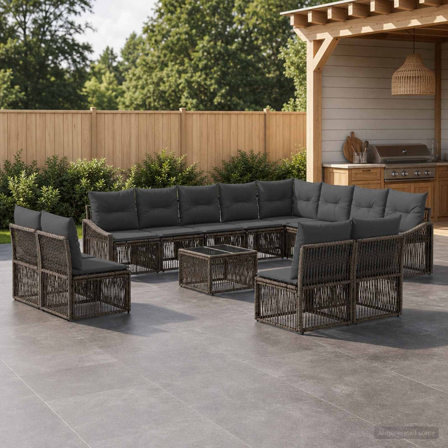 Gartensofa-set 13 stk. Grau Poly-Rattan